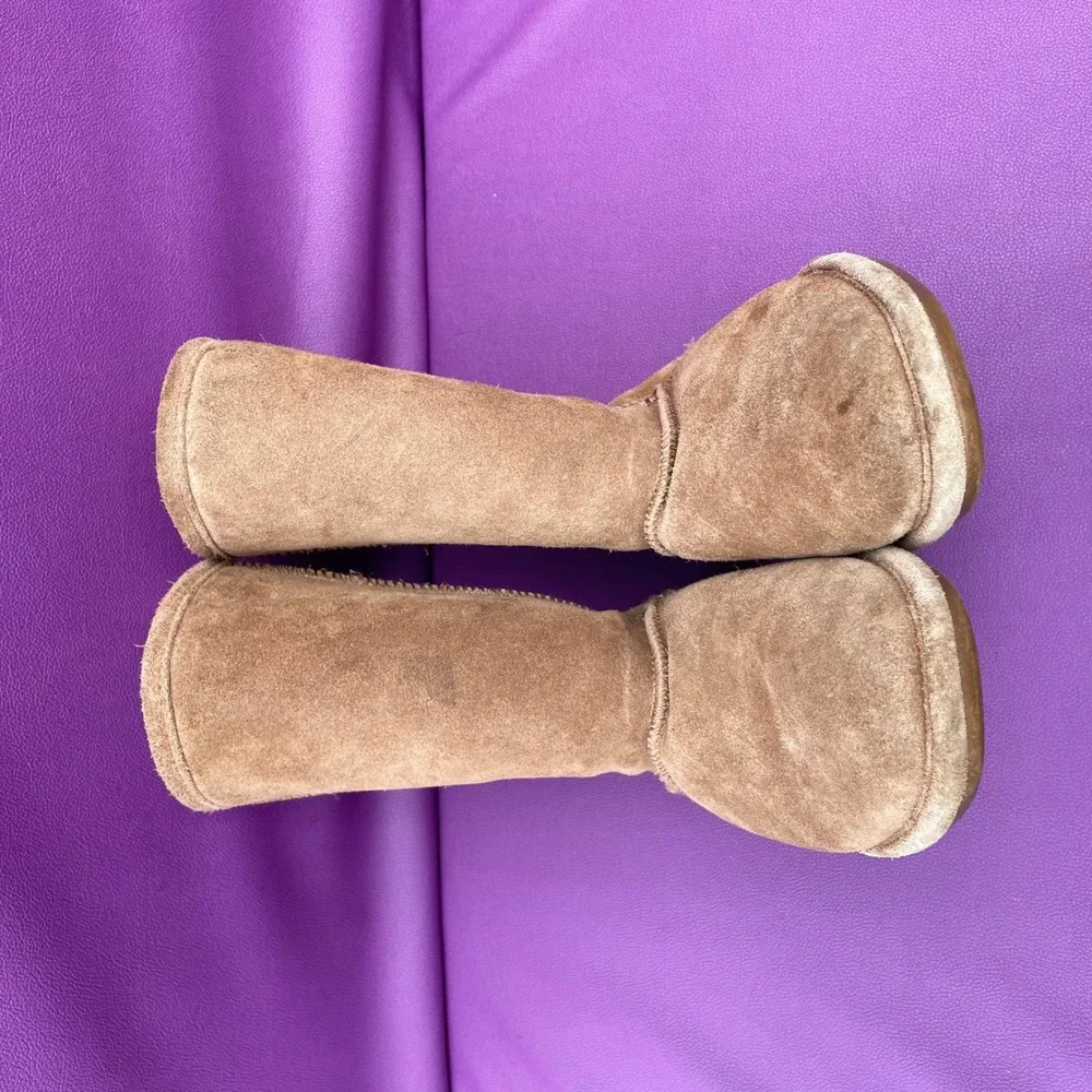 Bearpaw Emma Tall Youth Suede Boots Hickory Brown Coizy Size‎ 3 Y-EMMA TALL